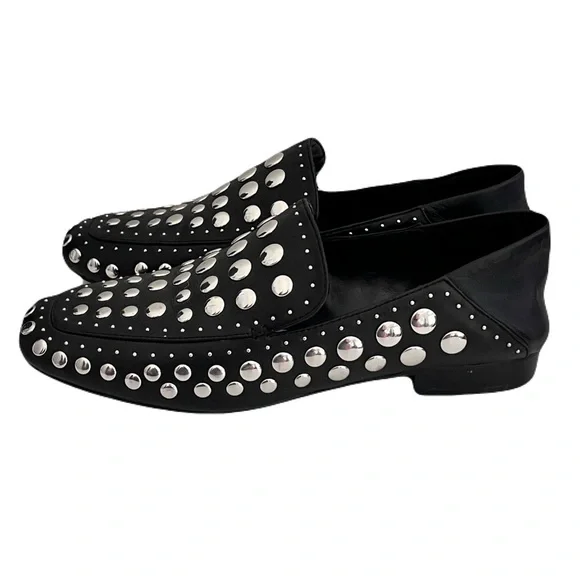 1. State Black Leather ‘Flintia’ Silver Studded Convertible Flats, Size 7.5
